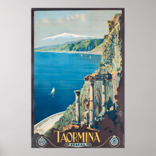 Taormina Sicilië Italië Vintage Reisposter Poster