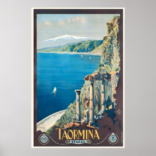 Taormina Sicilië Italië Vintage Reisposter Poster