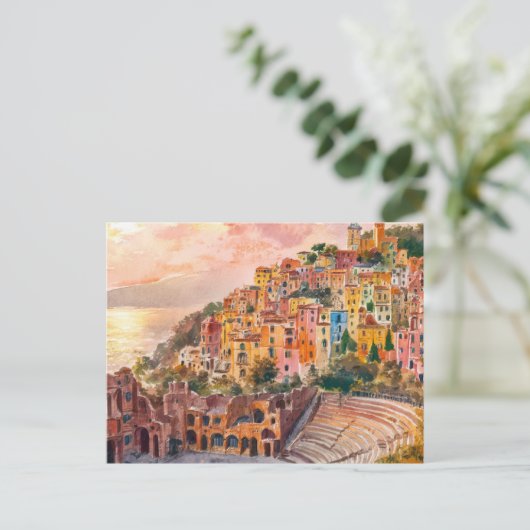 Taormina, Sicilië  schilderkunst Briefkaart (Staand voorkant)