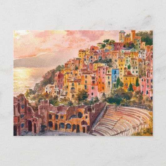 Taormina, Sicilië  schilderkunst Briefkaart (Voorkant)