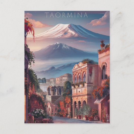 Taormina, Sicilië Stylist Schilderij Briefkaart (Voorkant)