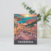 Taormina, Sicilië Stylist Waterverf Schilderen Briefkaart (Staand voorkant)