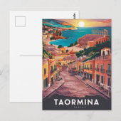 Taormina, Sicilië Stylist Waterverf Schilderen Briefkaart (Voorkant / Achterkant)