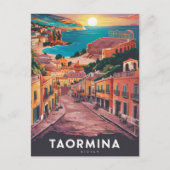 Taormina, Sicilië Stylist Waterverf Schilderen Briefkaart (Voorkant)