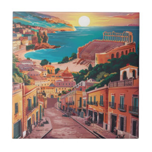 Taormina, Sicilië styliste waterverfschilderij Tegeltje