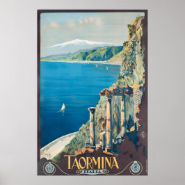 Taormina Sicily Italy Vintage Travel Poster