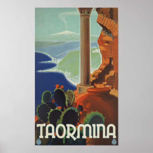 Taormina Sicily Italy VintageTravel Poster (Voorkant)