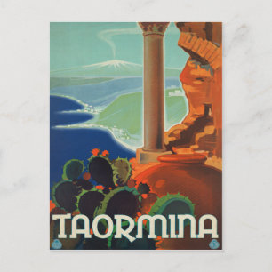 Taormina Sicily Italy VintageTravel Poster Briefkaart