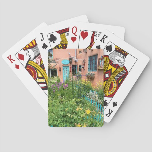 Taos Garden Blue-deur New Mexico Pokerkaarten (Achterkant)
