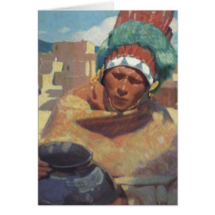 Taos Indian Holding a Water Jug van Blumenschein