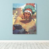 Taos Indian Holding a Water Jug van Blumenschein Canvas Afdruk (Insitu (Houten vloer))