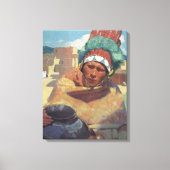 Taos Indian Holding a Water Jug van Blumenschein Canvas Afdruk (Voorkant)
