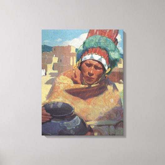 Taos Indian Holding a Water Jug van Blumenschein Canvas Afdruk (Voorkant)