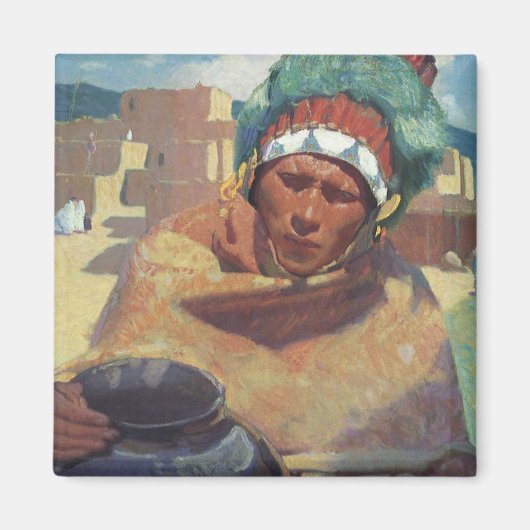 Taos Indian Holding a Water Jug van Blumenschein Magneet (Voorkant)