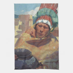 Taos Indian Holding a Water Jug van Blumenschein Theedoek