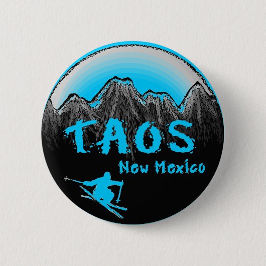 Taos New Mexico artistieke skier Ronde Button 5,7 Cm (Voorkant)