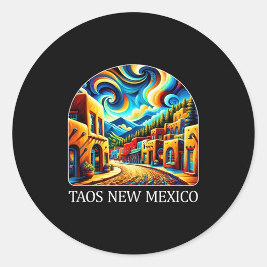 Taos New Mexico - Expressionism Art - Ronde Sticker (Voorkant)
