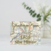 Taos New Mexico  Map Briefkaart (Staand voorkant)