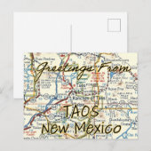 Taos New Mexico  Map Briefkaart (Voorkant / Achterkant)