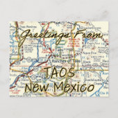 Taos New Mexico  Map Briefkaart (Voorkant)