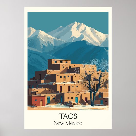 Taos New Mexico Pueblo Dorp Poster (Voorkant)