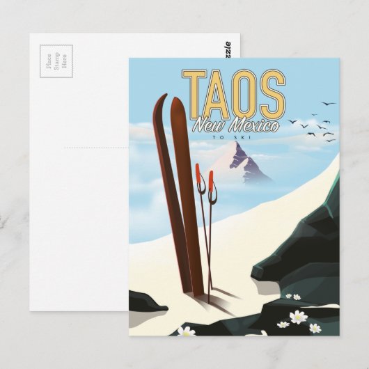 Taos New Mexico skiposter Briefkaart (Voorkant / Achterkant)