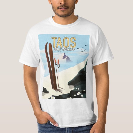Taos New Mexico skiposter T-shirt (Voorkant)