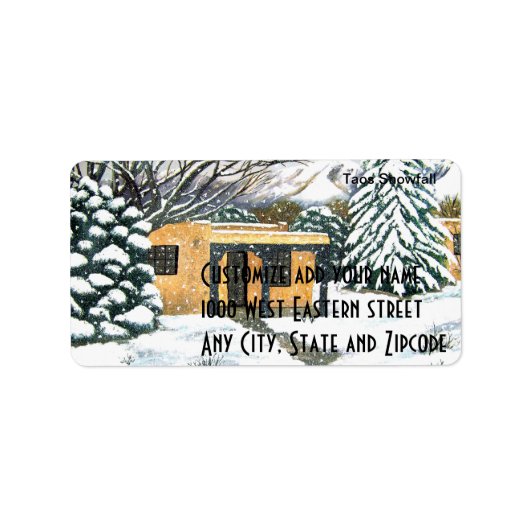 Taos, New Mexico Sneeuwval Etiket (Voorkant)
