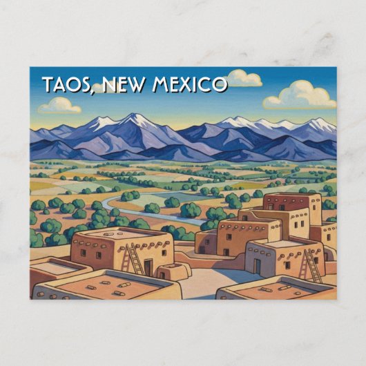 Taos New Mexico Travel Briefkaart (Voorkant)