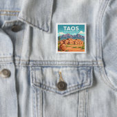 Taos New Mexico Vierkante Button 5,1 Cm (In situ)