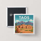Taos New Mexico Vierkante Button 5,1 Cm (Voorkant /achterkant)