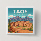 Taos New Mexico Vierkante Button 5,1 Cm (Voorkant)