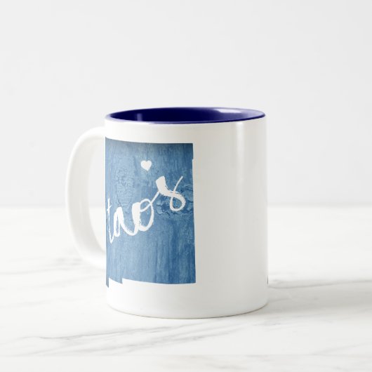 Taos New Mexico Wood Grain Tweekleurige Koffiemok (Voorkant links)