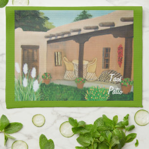 Taos Patio ~ Landschap Theedoek