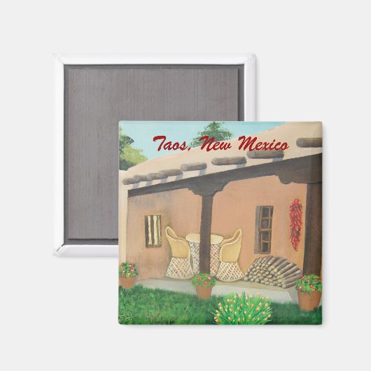 Taos Patio vierkante magneet (Voorkant / Achterkant)