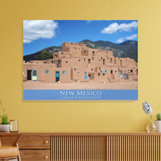 Taos Pueblo — Afdruk van schilderCanvas Canvas Afdruk (Insitu (Woonkamer))