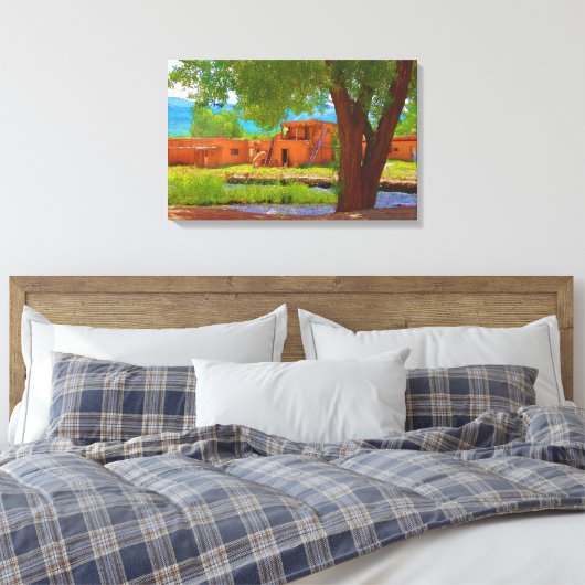 Taos Pueblo Canvas Afdruk (Insitu (Slaapkamer))
