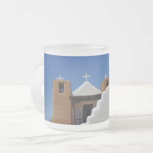 Taos Pueblo Church heeft koffie-Mok geblokkeerd Matglas Koffiemok (Voorkant links)