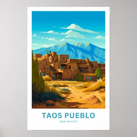 Taos Pueblo New Mexico Reisprint Poster (Voorkant)