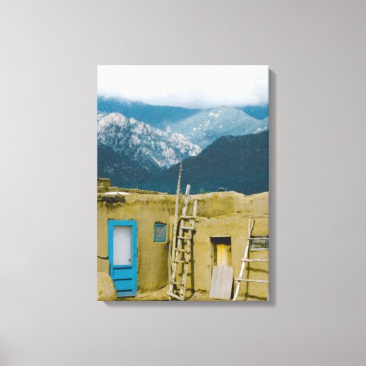 Taos Pueblo New Mexico Sangre de Cristo Mountains Canvas Afdruk (Voorkant)