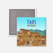 Taos Pueblos New Mexico Magneet (Voorkant / Achterkant)