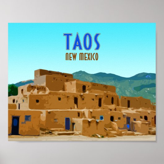 Taos Pueblos New Mexico  Poster (Voorkant)
