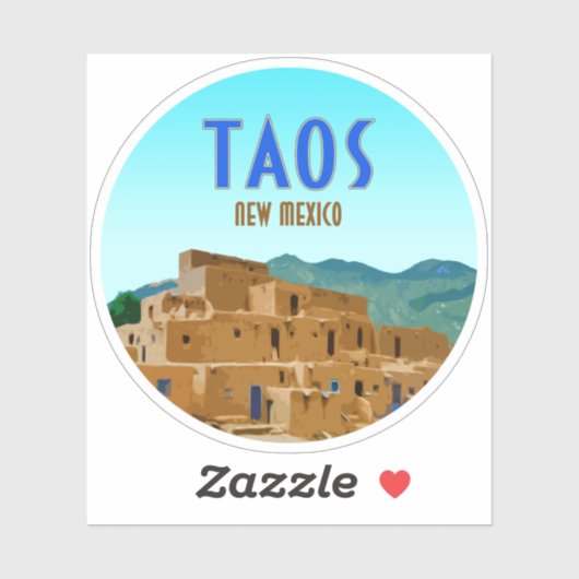 Taos Pueblos New Mexico  Sticker (Vel)