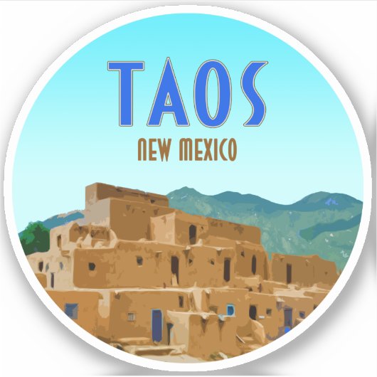 Taos Pueblos New Mexico  Sticker (Voorkant)