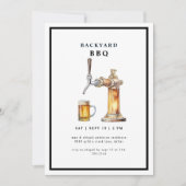 Tap & Beer Keg Backyard BBQ Party Kaart (Voorkant)