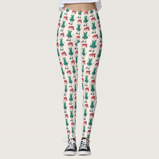 Tap Dance Girl Overweging Blauwgroen Costume Tapda Leggings (Voorkant)