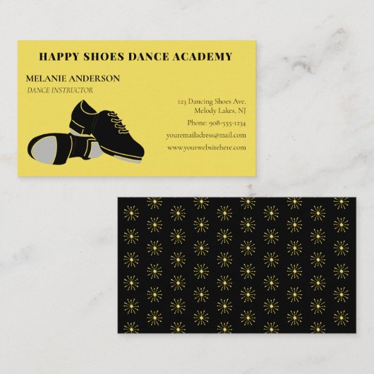 Tap Dance Lessen Instructeur Goud Zwart Visitekaartje (Voorkant / Achterkant)