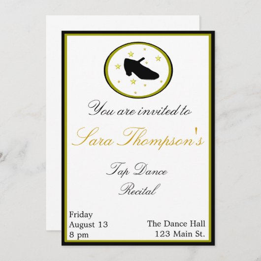 Tap Dance Overweging Uitnodiging (Voorkant / Achterkant)