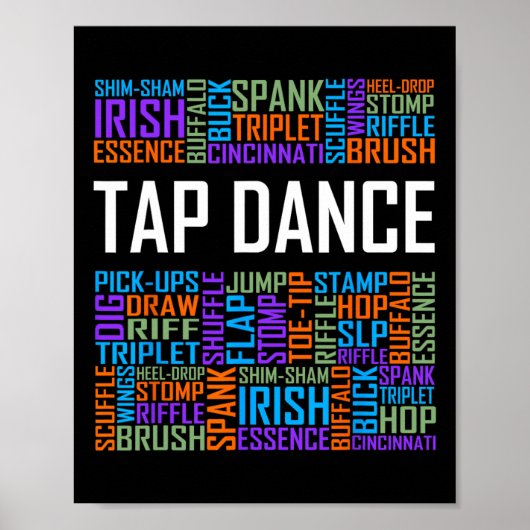 Tap Dance Words Lover Gift Tap Dancer Gifts Dancin Poster (Voorkant)