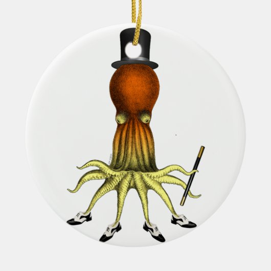 Tap Dansend Octopus, Squid Art, , mannelijk Keramisch Ornament (Voorkant)
